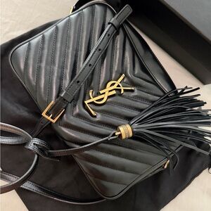 Yves Saint Laurent Black Chevron Crossbody Bag
